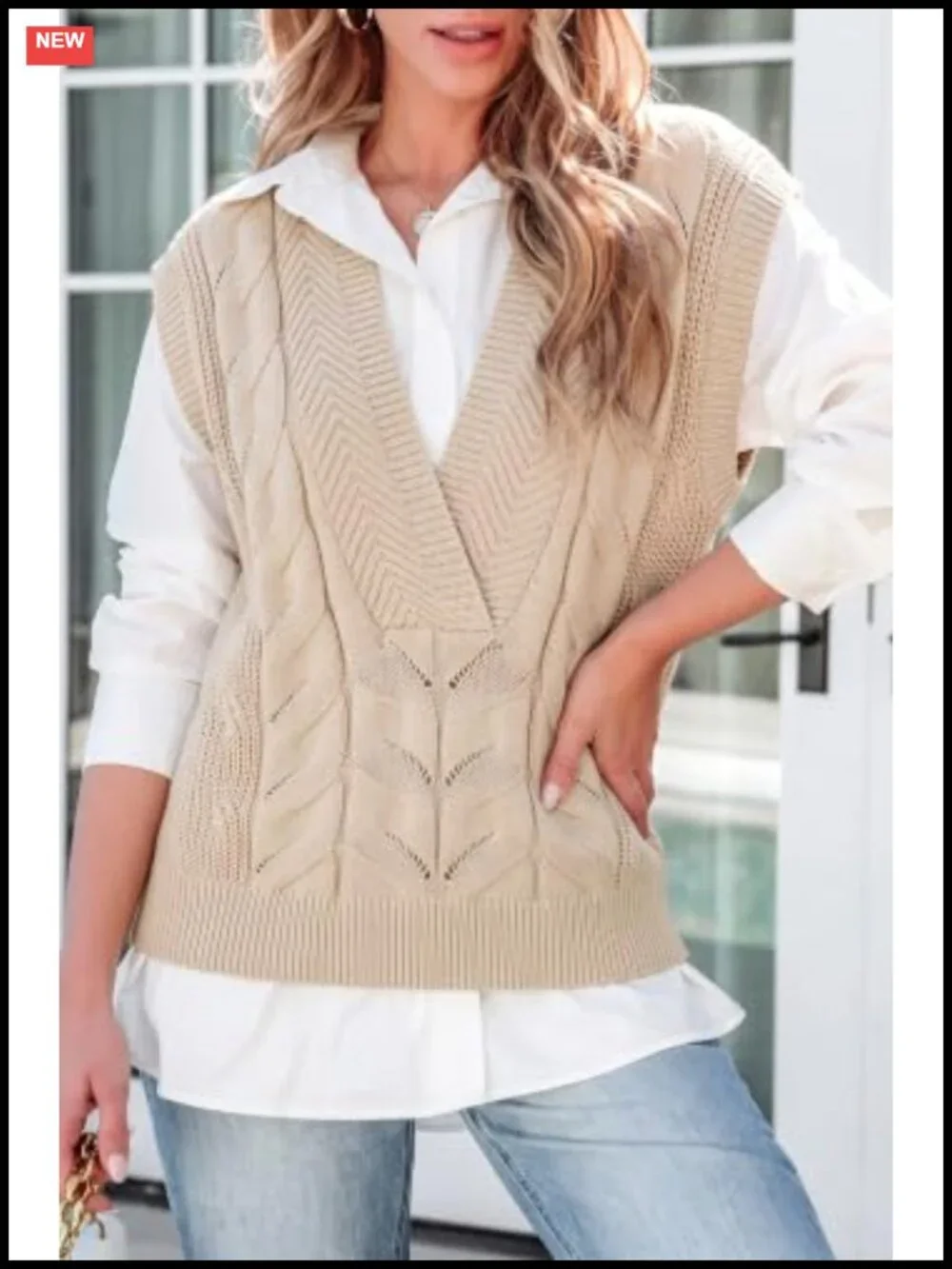 Dokotoo Women's V Neck Sleeveless Oversized Sweater Vest Knit